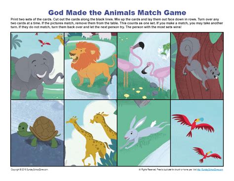 Free God Made the Animals Bible Activities on Sunday School Zone