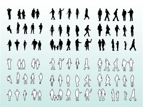 the silhouettes of people are shown in different poses