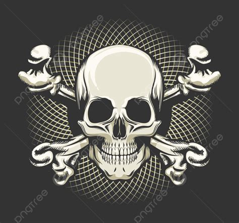 Emblem Of Human Skull And Crossbones, Element, Vintage, Tattoo PNG and Vector with Transparent ...