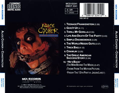 Classic Rock Covers Database: Alice Cooper - Constrictor (1986)