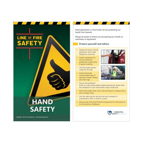 Line of Fire Hand Safety Tent Card - BC Municipal Safety Association Safety Awareness Programs