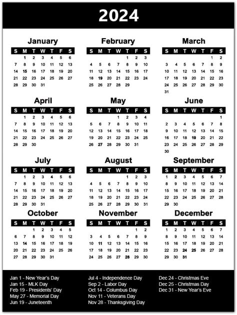 Amazon.com: 2024 Full Yearly Calendar Sticker by DCM Solutions (Black ...