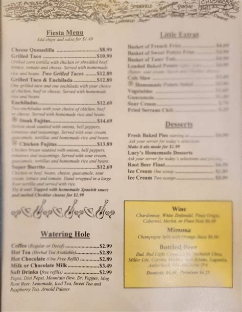 Menu at Wagon Wheel Restaurant, Needles