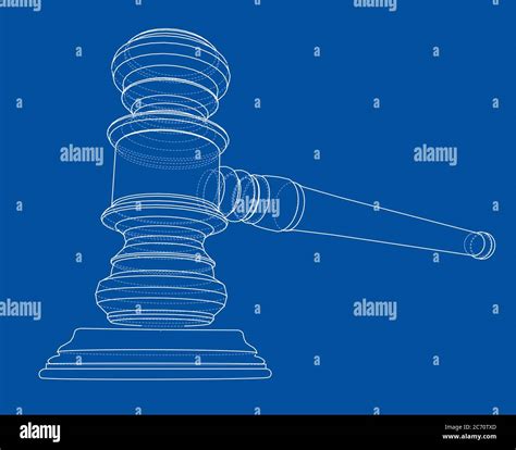 3D outline gavel. 3D illustration Stock Photo - Alamy