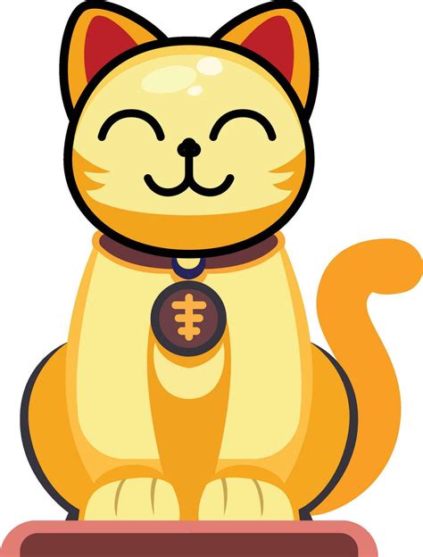 Feng Shui Lucky Cat statue vector illustration, Fengshui Cute gold cat ...