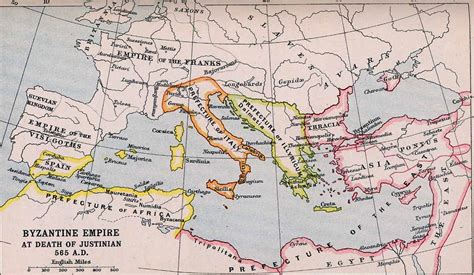 Political Medieval Maps - Byzantine Empire at the Death of Justinian