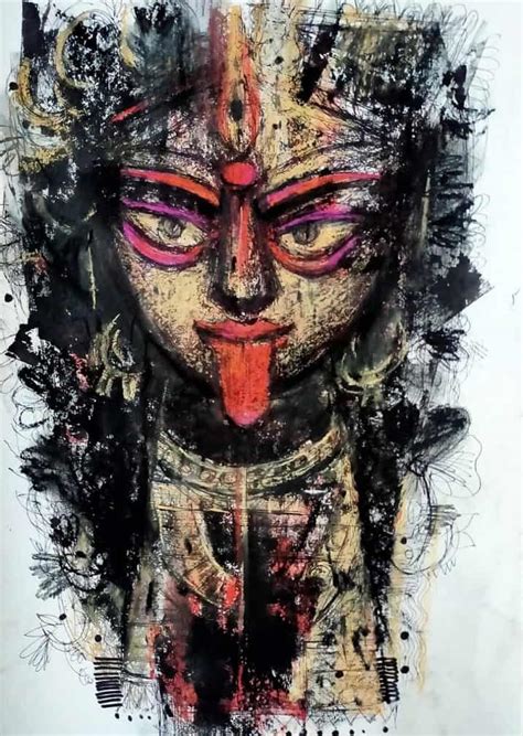 Maa Kali, Mixed Media on Paper, 18 x 12 inches – Gallery Kolkata ...