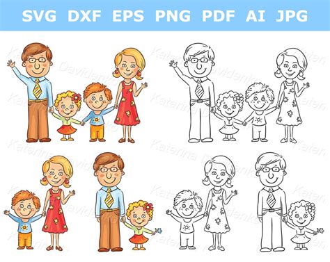 Cartoon Happy Family Clipart Parents With Kids Pictures - Etsy