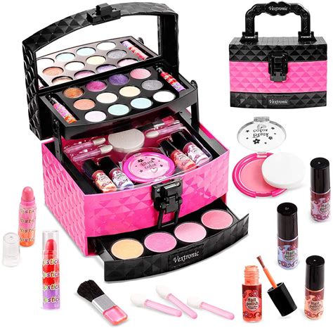 Vextronic Girl Makeup Toy Set 29 Pcs Washable Kids Makeup Kit for Girls, Pretend Play Makeup Kit ...