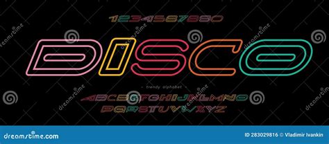 Disco Font Vector Modern Line Style Trendy Typography Stock Vector ...