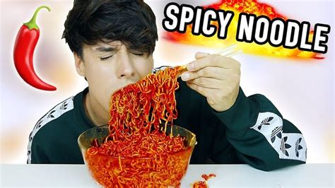 extremely spicy NOODLE CHALLENGE *painful mukbang* | Spicy noodles ...