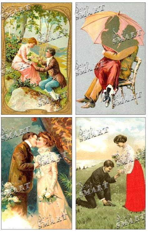 8 Vintage Romance Couples in Love Some Kissing Digital - Etsy