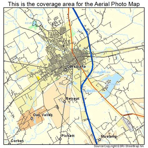 Aerial Photography Map of Corsicana, TX Texas