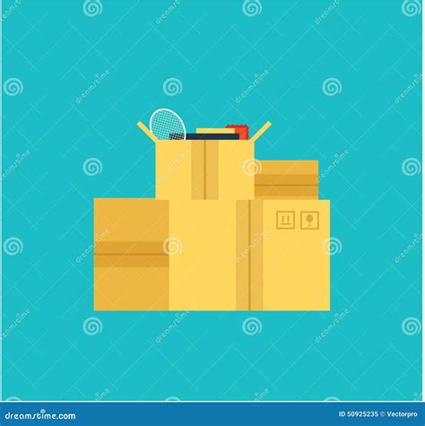 Moving boxes stock vector. Illustration of pile, home - 50925235