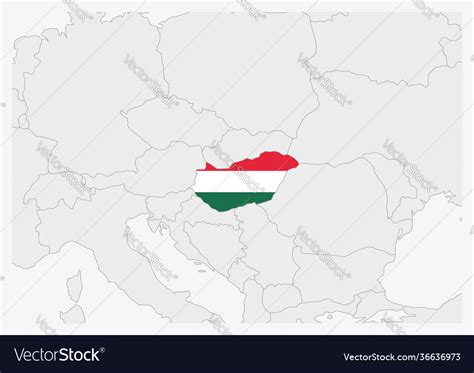 Hungary map highlighted in hungary flag colors Vector Image