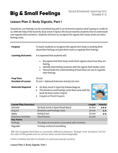 Big & Small Feelings - Lesson Plan Bundle - Grades K-2 – Signal Hill