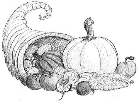 Empty Cornucopia Coloring Pages Printables Sketch Coloring Page