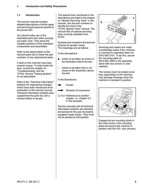 Stihl Ms 271 Repair Manual PDF Stihl Chainsaws MS 271 MS291 - Etsy