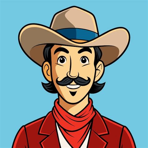 Premium Vector | Cowboy hat western farmer hand drawn mascot cartoon ...