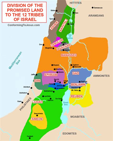 Map Of Tribes Of Israel In Promised Land