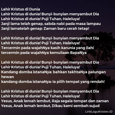 Lirik Lagu Dia Lahir Untuk Kami / Lirik Lagu Dia Lahir Untuk Kami Dia ...