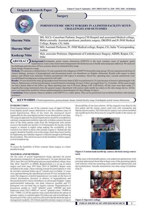 (PDF) PORTOSYSTEMIC SHUNT SURGERY IN A LIMITED FACILITY SETUP: CHALLENGES AND OUTCOMES