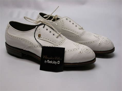 VTG Footjoy Classics-Lites Pebbled White Leather Wingtip Golf Shoes ...