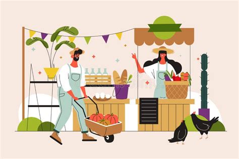 Hand Drawn Flat Design Farmers Market Illustration Vector Illustration ...