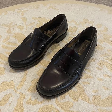 Johnston & Murphy Men's Burgundy and Black Loafers | Depop