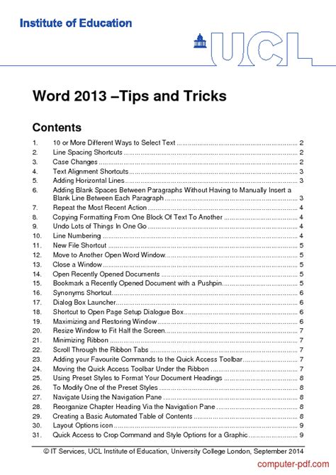 [PDF] Word 2013 –Tips and Tricks free tutorial for Beginners