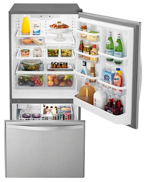 Whirlpool 21.9 Cu. Ft. Bottom-Freezer Refrigerator Stainless Steel WRB322DMBM - Best Buy