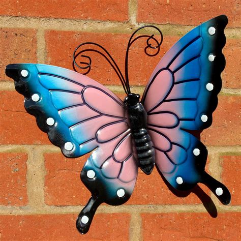 BUTTERFLIES GARDEN DECORATION MULTI COLOURED METAL OUTDOOR BUTTERFLY XL WALL ART | eBay