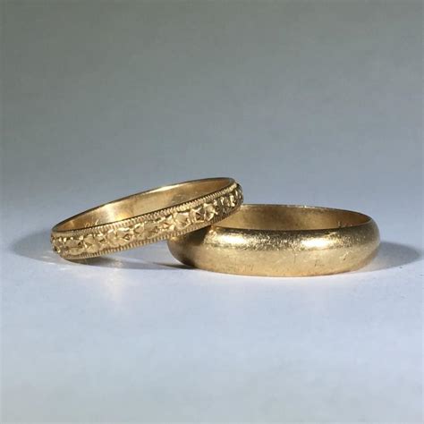 Vintage Gold Wedding Band Set. His And Hers Art Nouveau Filigree Bands ...