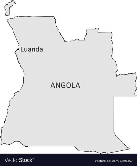 Angola silhouette map with luanda capital Vector Image