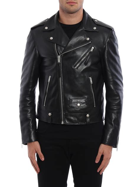 Leather jacket Alexander Mcqueen - Shiny calf leather biker jacket - 477644Q5KRN1000