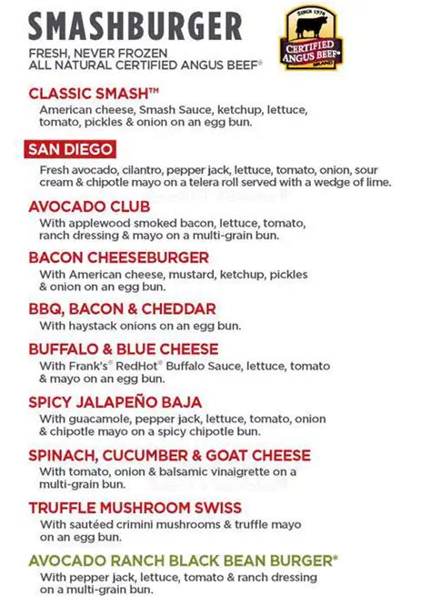 Smashburger Menu, Menu for Smashburger, Point Loma, San Diego ...