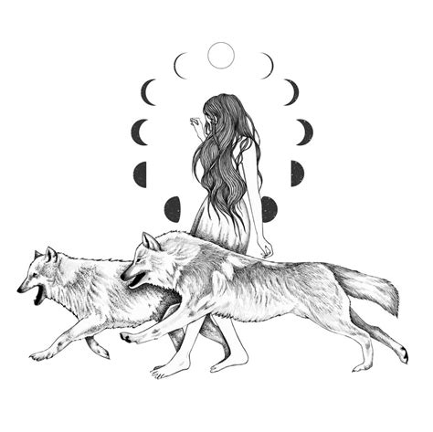 ANDREA HRNJAK — Over The Moon Chaman Tattoo, Wolf Girl Tattoos, Wolf And Moon Tattoo, Wolf Art ...