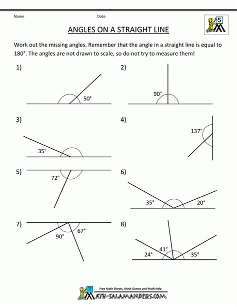 Missing Angles On A Straight Line Worksheet Pdf - Angleworksheets.com