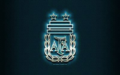 Download wallpapers Argentinean football team, glass logo, South America, Conmebol, blue grunge ...