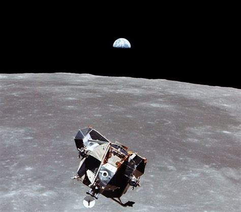 Apollo 11 Lunar Module with an Earthrise from the Moon