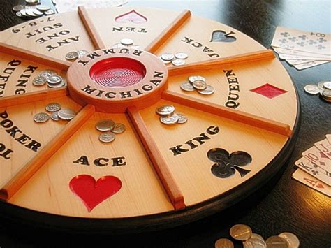 Handcrafted Wooden Michigan Rummy Game Board revolves on a lazy susan! | Rummy game, Board games ...