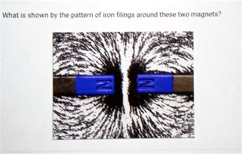 SOLVED: What is shown by the pattern of iron filings around these two magnets? A. Opposite poles ...