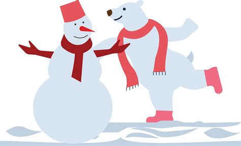 The polar bear is having fun with the snowman. 11213847 Vector Art at Vecteezy