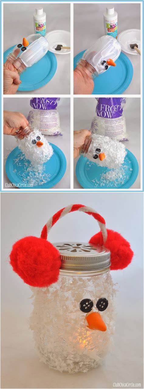 DIY Snowman Glass Jar Luminary Ornament - DIY Craft Projects