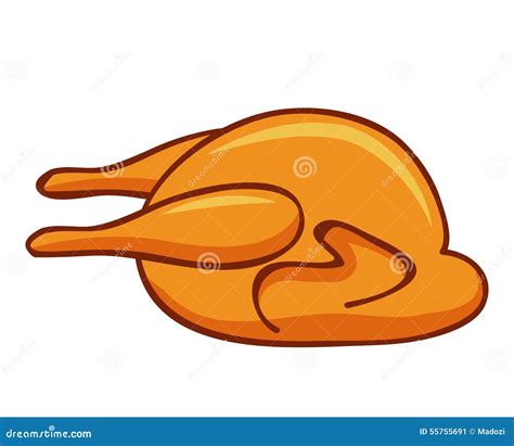 Whole Roast Chicken Illustration Stock Vector - Illustration of bird, cuts: 55755691