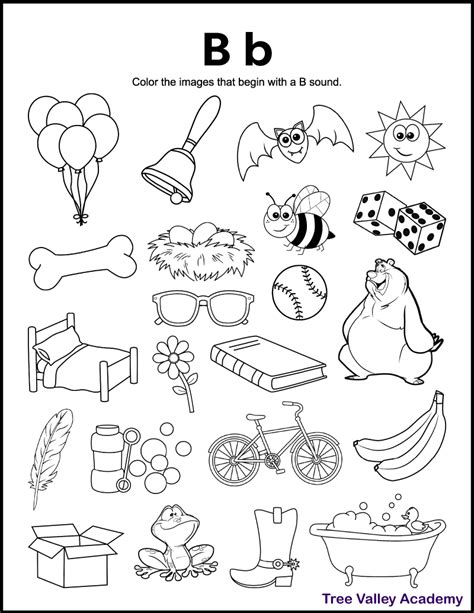 Letter B Sound Phonics Worksheets - Tree Valley Academy