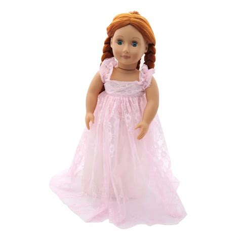 New Summer American Girl Doll Clothes Doll Accessories pink flower lace princess dress for 18 ...