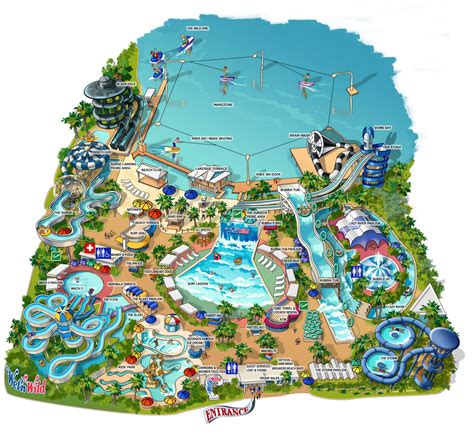 Wet'n Wild Water Park Map Illustration