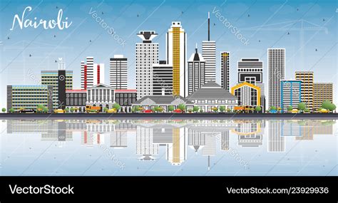 Nairobi kenya city skyline with color buildings Vector Image