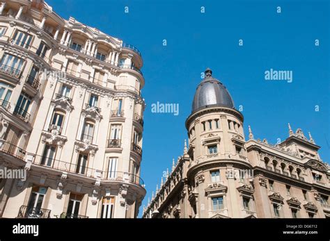 Buildings in Gran Via street. Madrid, Spain Stock Photo - Alamy